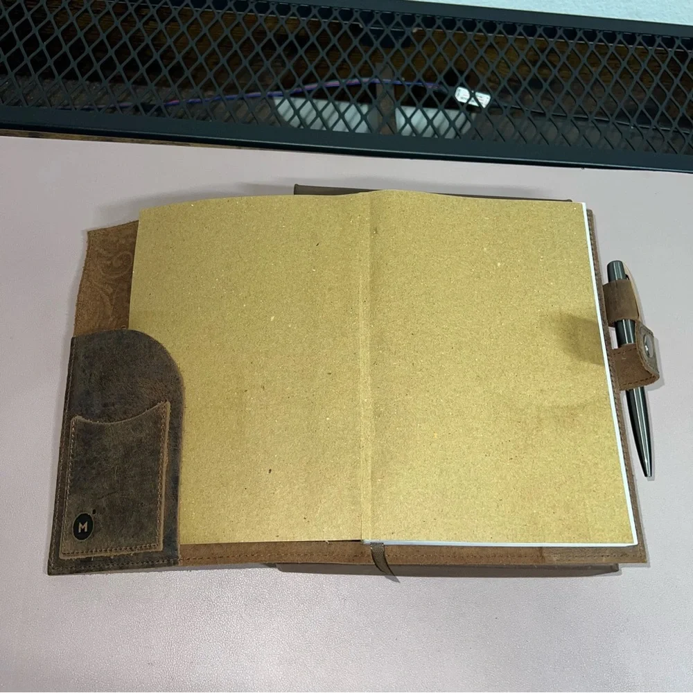 NEW Moonster Leather Flower Notebook Journal Refillable Travel Diary with Pen - Picture 3 of 7